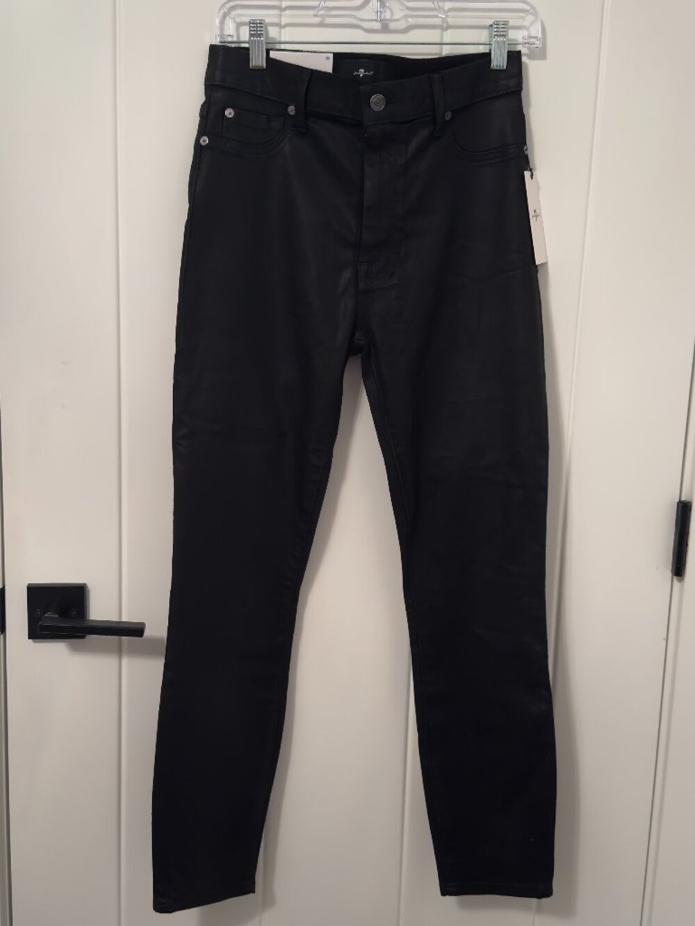 7 For All Mankind Black Coated High Rise Skinny Jeans NWT